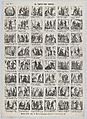 Broadside with 48 scenes relating to the comedy 'El Tanto por Ciento', José María Marés  Spanish, Wood engraving