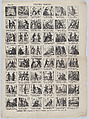 Broadside with 48 scenes depicting moments and conditions relating to the theatre of life, José María Marés Spanish, Wood engraving