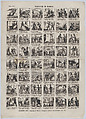 Broadside with 48 scenes depicting the mishaps in/of Madrid, José María Marés  Spanish, Wood engraving