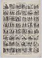 Broadside with 48 scenes relating to the poor people of Madrid, José María Marés  Spanish, Wood engraving