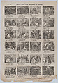 Broadside with 48 scenes relating to zarzuela(?) 'los infiernos de Madrid', José María Marés Spanish, Wood engraving