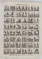 Broadside with 48 scenes relating to the world upside down, José María Marés  Spanish, Wood engraving