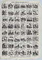 Broadside with 48 scenes depicting memorable events in Spain until 1840, José María Marés Spanish, Wood engraving