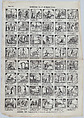 Broadside with 48 scenes depicting the misfortunes of a skinny man, José María Marés Spanish, Wood engraving