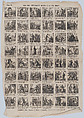 Broadside with 48 scenes relating to the lives of the good student and the bad student, José María Marés Spanish, Wood engraving