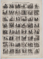Broadside with 48 scenes relating to the heart of the bandit, José María Marés  Spanish, Wood engraving