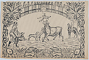 Suerte VI: The torero's assistant sets dogs on the bull, Anonymous, Spanish, 19th century Spanish, Woodcut