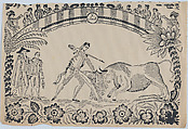 Suerte X: A torero prepares to stab the bull, Anonymous, Spanish, 19th century Spanish, Woodcut