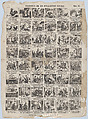 Broadside with 48 scenes telling the story of the chicken (social advancement and decline), Juan Llorens  Spanish, Wood engraving and letterpress