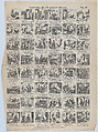 Broadside with 48 scenes telling the story of the chicken (social advancement and decline), Juan Llorens  Spanish, Wood engraving and letterpress