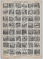 Broadside with 48 scenes relating to the life hunchback, Juan Llorens  Spanish, Wood engraving and letterpress