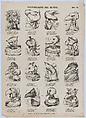 Broadside with 16 caricature figures representing celebrities of the world, Juan Llorens  Spanish, Wood engraving and letterpress