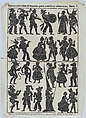 Sheet 7 of figures for Chinese shadow puppets, Juan Llorens  Spanish, Woodcut (?wood engraving matrix)
