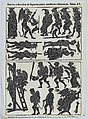 Sheet 14 of figures for Chinese shadow puppets, Juan Llorens  Spanish, Woodcut (?wood engraving matrix)