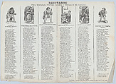 A recital sheet  featuring different characters for use at social gatherings, Rafael Mariana  Spanish, Wood engraving and letterpress