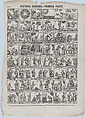 Broadside with 48 scenes illustrating passages of holy scripture (Part I), Antonio Bosch  Spanish, Wood engraving