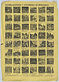 Broadside with 48 scenes depicting miracles and scenes associated by Monserrat (Barcelona), Antonio Bosch  Spanish, Wood engraving on yellow paper