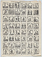 Broadside with 48 extraordinary scenes, Antonio Bosch  Spanish, Wood engraving