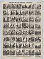 Broadside with 48 scenes relating to life of the apprentice shoemaker, Antonio Bosch  Spanish, Wood engraving