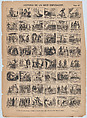 Broadside with 48 scenes relating to the story of a 'mico enredador', Antonio Bosch  Spanish, Wood engraving