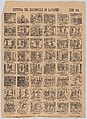 Broadside with 48 scenes relating to the zarzuela barberillo of Lavapiés, Antonio Bosch  Spanish, Wood engraving
