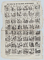 Broadside with 48 scenes relating to the life of the lucky soldier, Antonio Bosch  Spanish, Etching (?photo relief); damaged impression