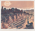 Fishing Tawn, Lou Barlow  American, Color Woodcut
