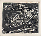 Muskie Fishermen, Marie Bleck American, Woodcut