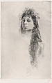 Head of a Girl with Long Hair, Robert Frederick Blum  American, Etching