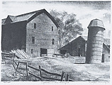 Afternoon in the Barnyard, Dayton Brandfield American, Lithograph