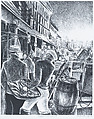 Fulton Fish Market, Dayton Brandfield American, Lithograph