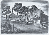 Morning on Main Street, Hugh Botts American, Lithograph