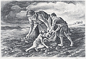 Picking Potatoes, Hugh Botts American, Lithograph