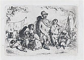 Plate 2: a group of people in the street, possibly beggars, from "Customs and Pastimes of the Spanish People", Francisco Lameyer y Berenguer  Spanish, Etching
