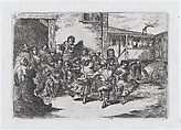 Plate 6: people dancing in the street accompanied by musicians, from "Customs and Pastimes of the Spanish People", Francisco Lameyer y Berenguer  Spanish, Etching