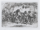 Plate 11: a group of people outdoors, from "Customs and Pastimes of the Spanish People", Francisco Lameyer y Berenguer  Spanish, Etching