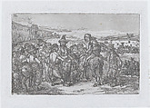 Plate 14: a large group of people outdoors, possibly a troupe of actors, from "Customs and Pastimes of the Spanish People", Francisco Lameyer y Berenguer  Spanish, Etching and aquatint