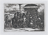 Plate 15: a group of people outdoors, possibly a troupe of actors, from "Customs and Pastimes of the Spanish People", Francisco Lameyer y Berenguer  Spanish, Etching