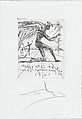 A Christmas card to the Lucas family, a kneeling angel and two other figures, Salvador Dalí  Spanish, Etching