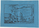 Title page to the 'Colección de la principales suertes de una corrida de toros', Antonio Carnicero Spanish, Etching on blue paper