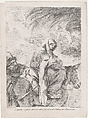 The flight into Egypt, the Virgin and Child on a donkey, Joseph to the left, after Luca Giordano, José del Castillo  Spanish, Etching