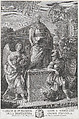 Allegorical portrait of Carlos III standing on a pedestal flanked by figures (War and Peace?), Manuel Salvador Carmona  Spanish, Engraving