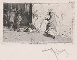 A street in Seville with figures, Mariano Fortuny, 1838–1874 Spanish, Etching