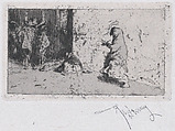 A street in Seville with figures, Mariano Fortuny, 1838–1874  Spanish, Etching