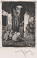 Tangiers, a group of men seated near an arch, Mariano Fortuny, 1838–1874  Spanish, Etching