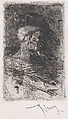 Head of a muleteer facing right, Mariano Fortuny, 1838–1874  Spanish, Etching