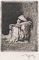 A Moroccan man seated on the ground, Mariano Fortuny, 1838–1874  Spanish, Etching