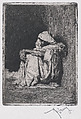 A Moroccan man seated on the ground, Mariano Fortuny, 1838–1874  Spanish, Etching