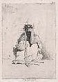 A beggar, seated on the ground holding a stick, Mariano Fortuny, 1838–1874  Spanish, Etching