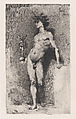 Victory: a naked youth standing facing left holding a statue of winged Victory in his right hand, Mariano Fortuny, 1838–1874  Spanish, Etching